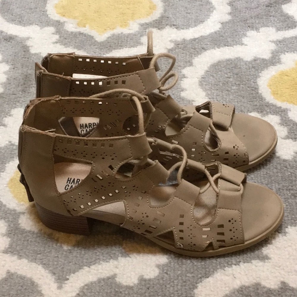 Girls lace up sandals.  Size 2.  Worn once!